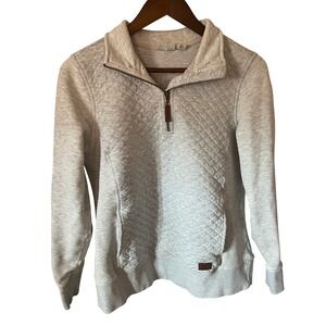 L.L. Bean Womens Quilted Quarter Zip Pullover S Gray Heather Gorpcore Cozy Fall